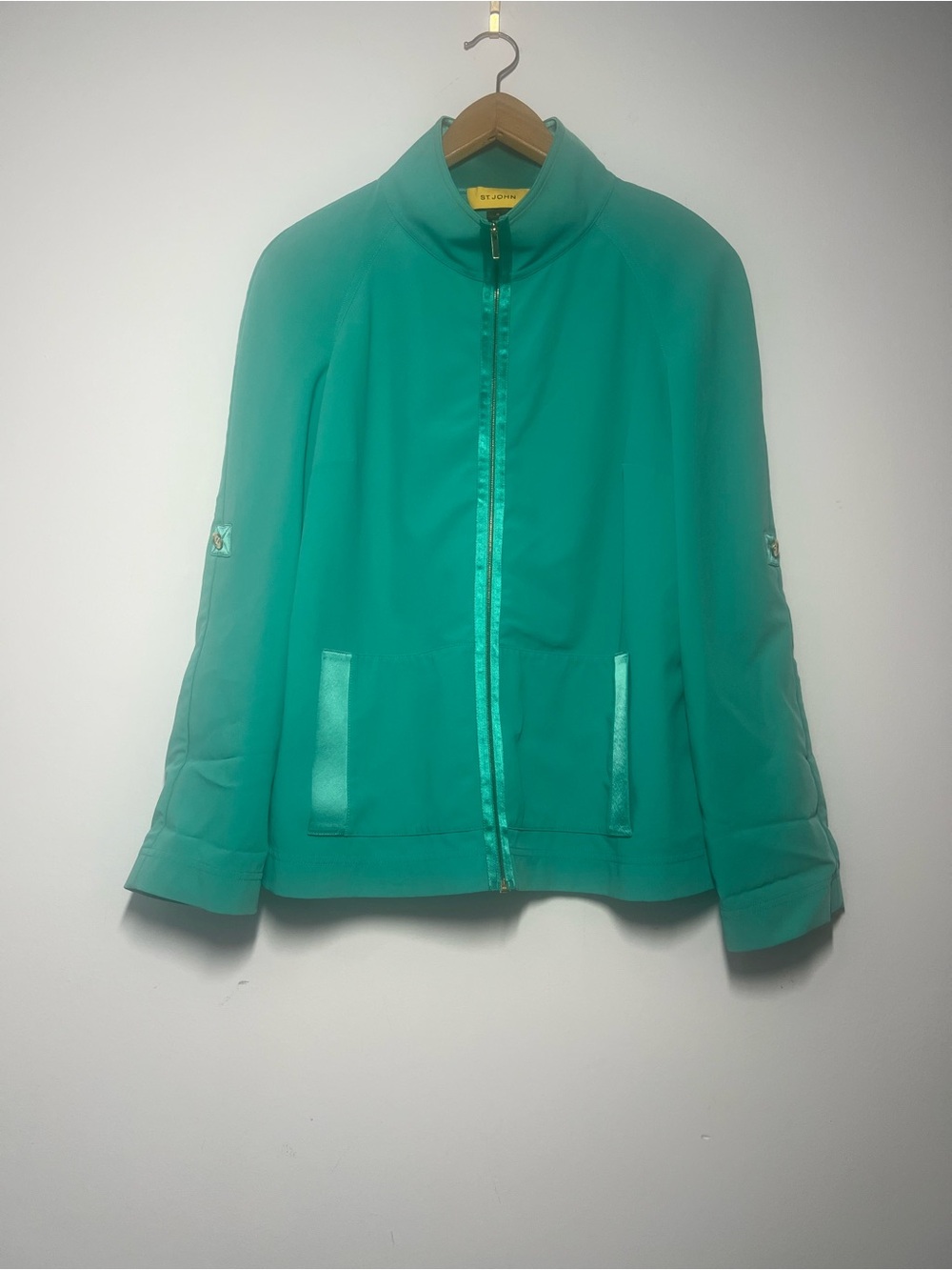 St. John Teal Zip-Front Jacket The Resort Collection Size Medium
